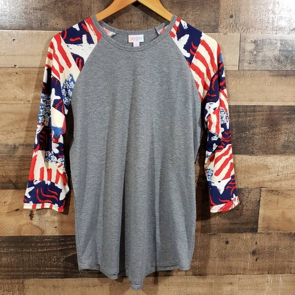 Lularoe Randy with stars & stripes sleeves raglan - Picture 8 of 8